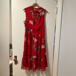 Chic Red Crane Print Maxi Dress - Sofie Schnoor